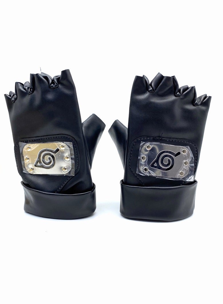 Pair Of Naruto Kakashi Konoha Leaf Cosplay Gloves - Image 1