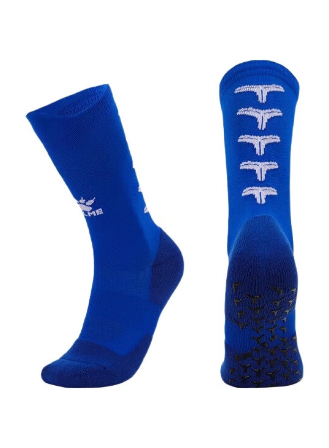KELME Mid-Calf Socks, Non-Slip Silicone Socks, Thickened Terry Bottom, Soccer Socks, Basketball Socks, Running Socks For Men And Women, Blue And White - Image 2