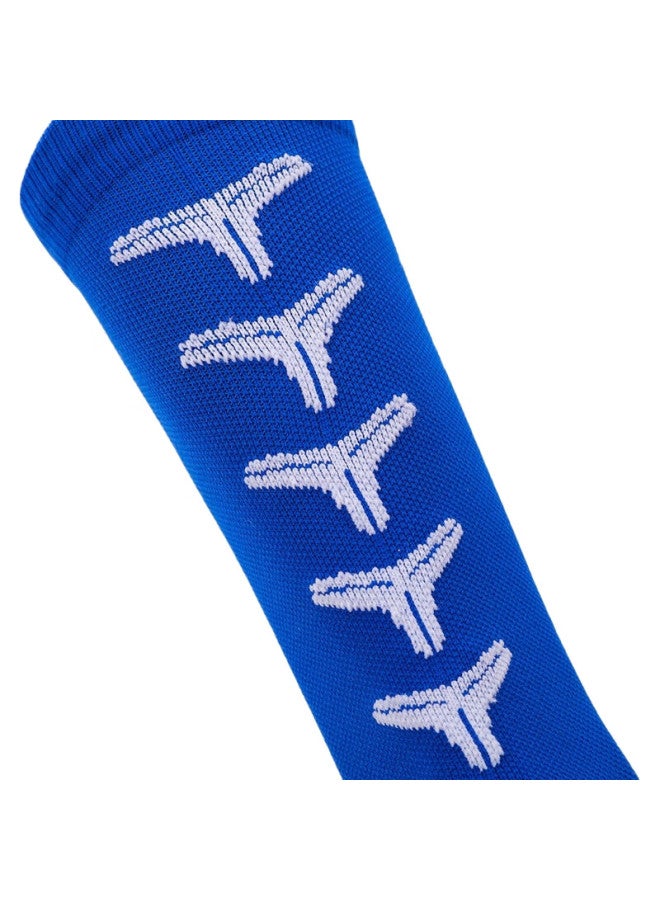 KELME Mid-Calf Socks, Non-Slip Silicone Socks, Thickened Terry Bottom, Soccer Socks, Basketball Socks, Running Socks For Men And Women, Blue And White - Image 3
