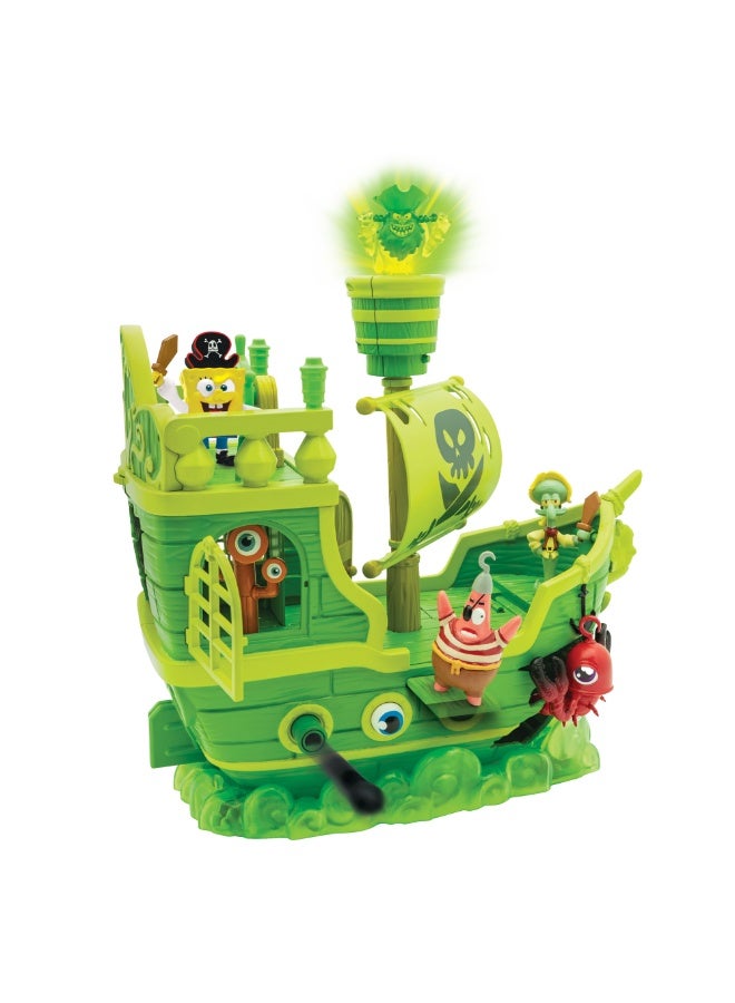 Sponge Bob مجموعة لعب سفينة الهولندي الطائر من فيلم سبونج بوب: البحث عن سروال مربع مع 6 شخصيات | سبونج بوب، باتريك، سكودوارد، الهولندي الطائر و 2 مخلوقات بحرية | شخصيات قابلة للجمع | مجموعة لعب تفاعلية | لعب خيالي | لعب أدوار | لعب تمثيلي | هدية للأطفال والرضع - Image 1