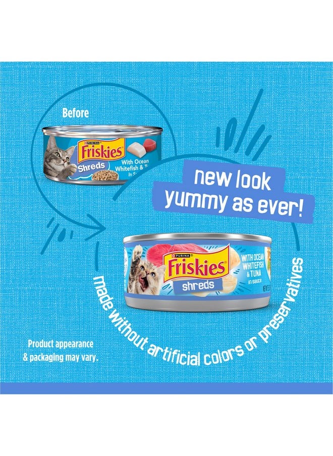 فريسكس - طعام القطط الرطب Purina Friskies Shreds مع سمك المحيط الأبيض والتونة في الصلصة - (عبوة من 24 علبة) 5.5 أونصة - Image 1