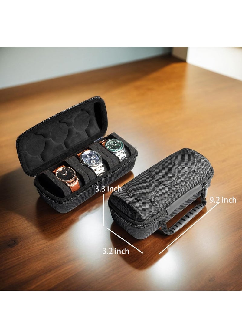 ليموس حقيبة سفر صلبة للساعات، حقيبة تخزين وتنظيم للساعات للرجال والنساء، مع وسادة مضادة للحركة (3 فتحات) - Image 2