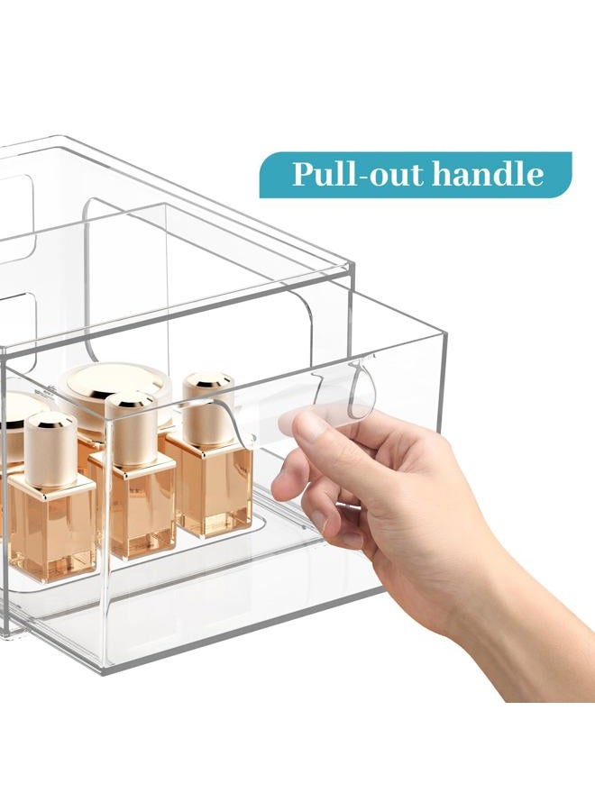 SpaceHacks 4 Pack Stackable Plastic Makeup Organizer Drawers, Acrylic Organizers, Clear Storage Bins with Pull-Out Handles for Vanity, under sink, Kitchen Cabinets, Pantry - Image 3