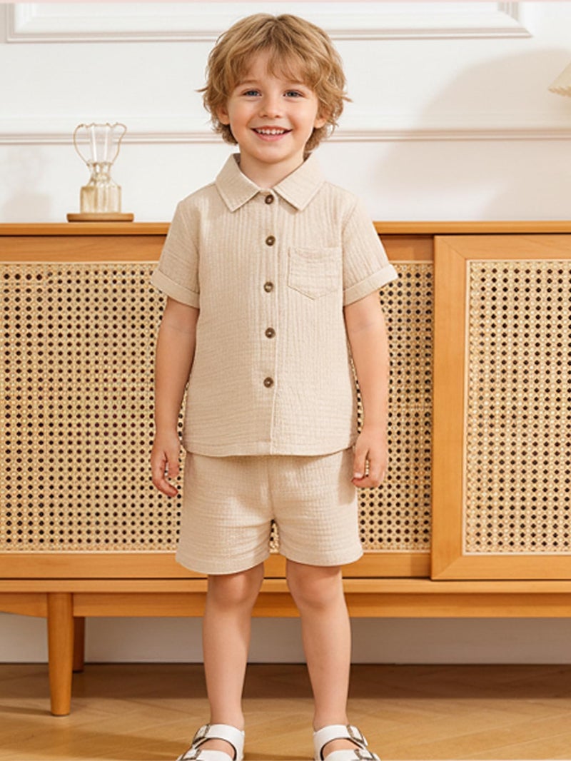 Twosya Baby Boys Summer Clothes Toddler Boys Button-down Shirt Tops + Shorts Outfit 2PCS 6 Months-7 Years - Image 3