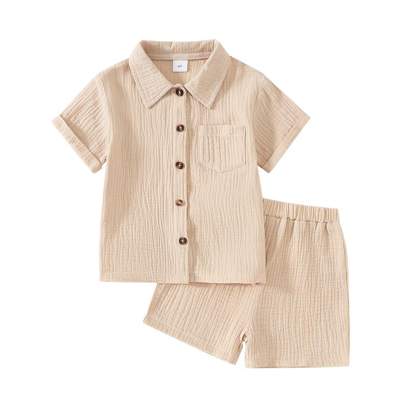 Twosya Baby Boys Summer Clothes Toddler Boys Button-down Shirt Tops + Shorts Outfit 2PCS 6 Months-7 Years - Image 1