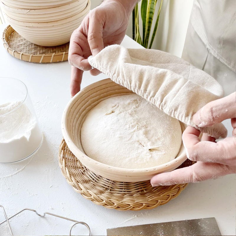 Dimpola Banneton Bread Proofing Basket  Banneton Basket Set Of 2  9 Inch Sourdough Proofing Basket Round Proofing Bowls Handmade Rattan Baskets And Liners  Artisan Sourdough Bread Making Kit - Image 5
