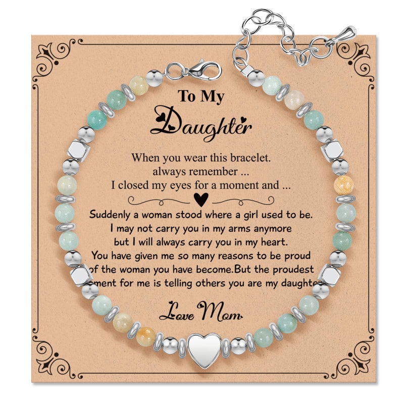 ZOKCC Daughter Bracelets Gifts from Mom Healing Natural Stone Beads Bracelets - Inspirational Mothers Day Birthday Christmas Gifts for Daughter - Image 1