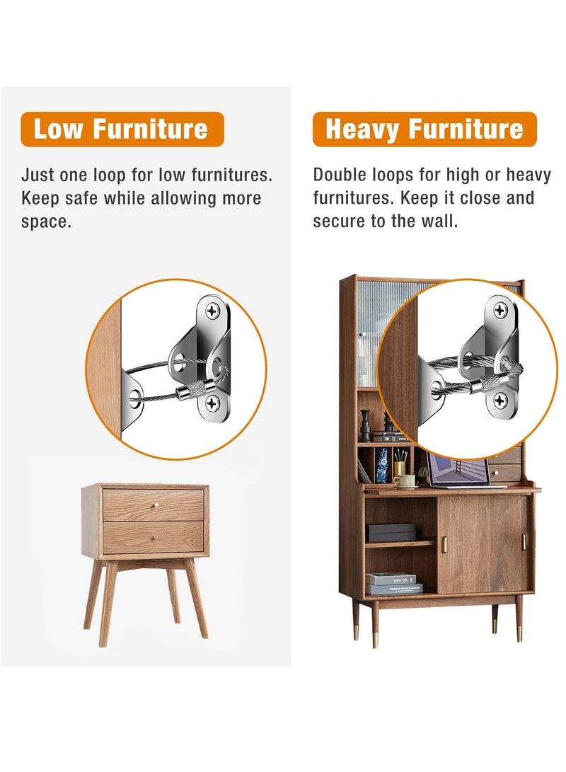 Bukela Furniture Anchors  Anti Tip Furniture Anchors for Baby Proofing, Furniture Wall Anchor Earthquake Straps for Furniture Dresser Wall Safety Anchor Furniture Fasteners to Wall, Silver - Image 4