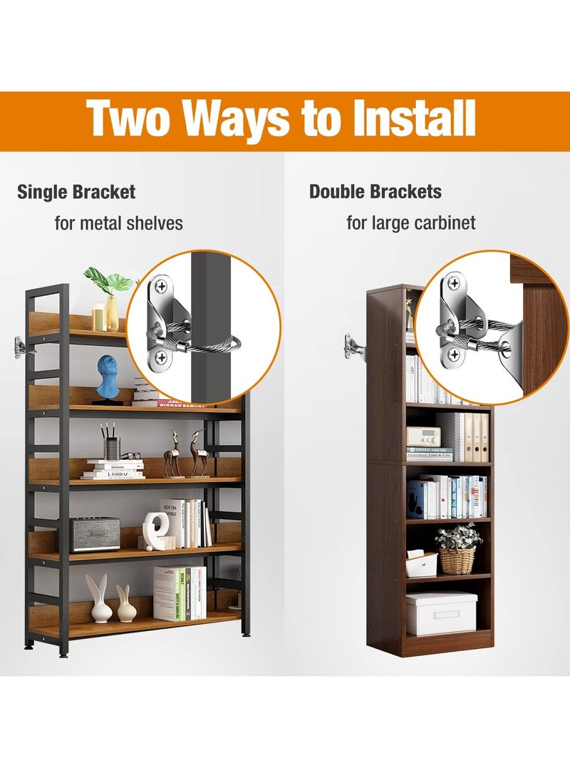 Bukela Furniture Anchors  Anti Tip Furniture Anchors for Baby Proofing, Furniture Wall Anchor Earthquake Straps for Furniture Dresser Wall Safety Anchor Furniture Fasteners to Wall, Silver - Image 2