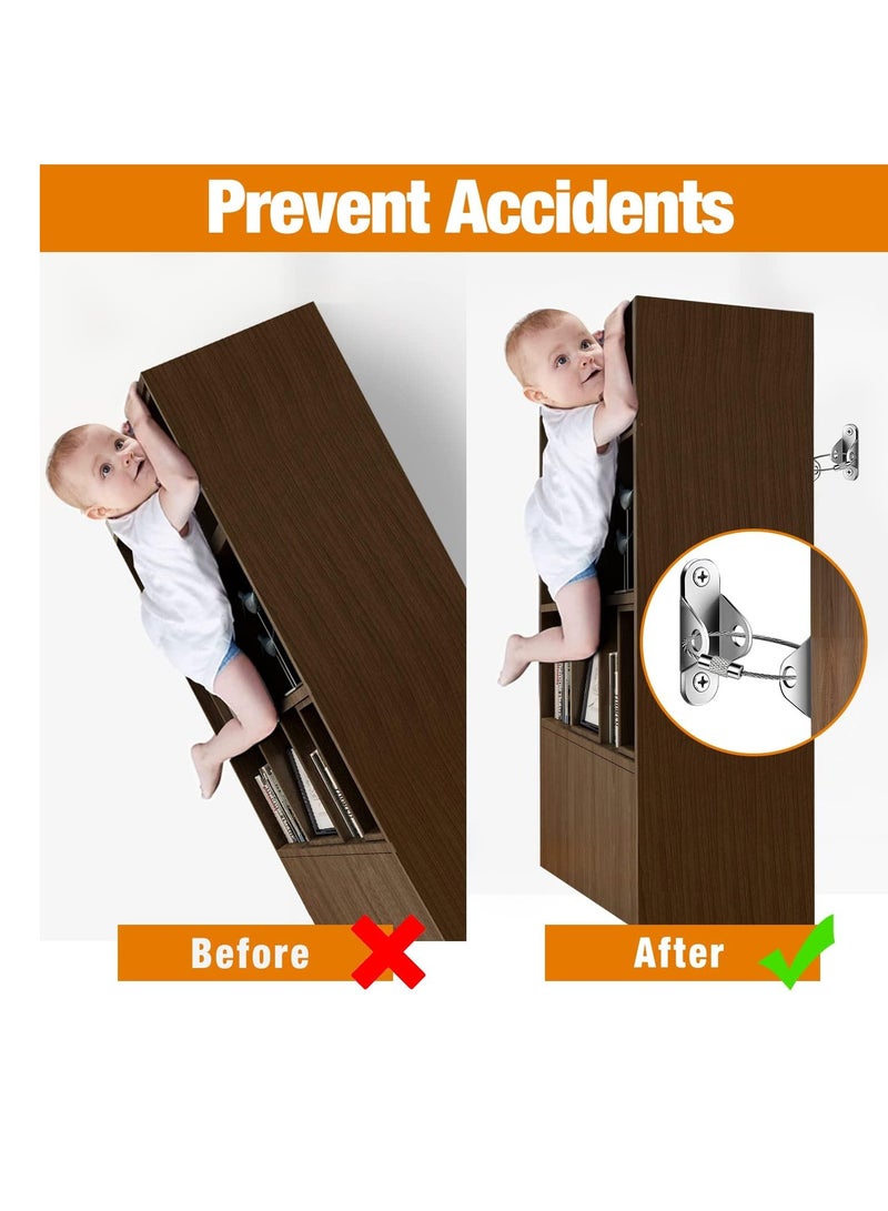 Bukela Furniture Anchors  Anti Tip Furniture Anchors for Baby Proofing, Furniture Wall Anchor Earthquake Straps for Furniture Dresser Wall Safety Anchor Furniture Fasteners to Wall, Silver - Image 5