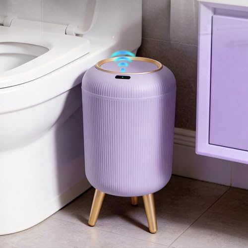 onlcuk Motion Sensor Bathroom Trash Can with Lid, 3 Gallon/11L Automatic Bathroom Wastebasket,Touchless Trash Bin with Removable Legs for Kitchen,Office,Toilet,Bedroom,Smart Sensor Trashcan-Purple - Image 1