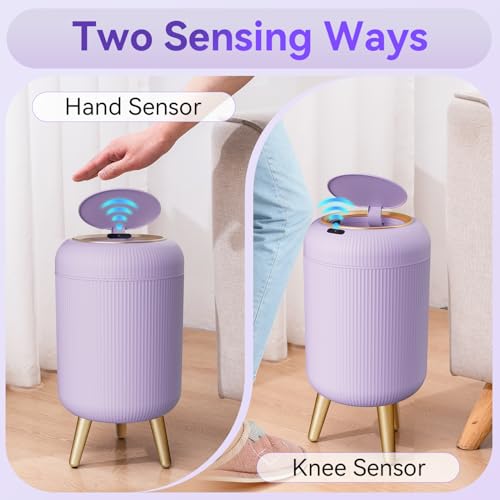 onlcuk Motion Sensor Bathroom Trash Can with Lid, 3 Gallon/11L Automatic Bathroom Wastebasket,Touchless Trash Bin with Removable Legs for Kitchen,Office,Toilet,Bedroom,Smart Sensor Trashcan-Purple - Image 5