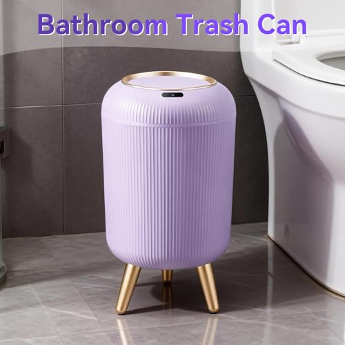 onlcuk Motion Sensor Bathroom Trash Can with Lid, 3 Gallon/11L Automatic Bathroom Wastebasket,Touchless Trash Bin with Removable Legs for Kitchen,Office,Toilet,Bedroom,Smart Sensor Trashcan-Purple - Image 3