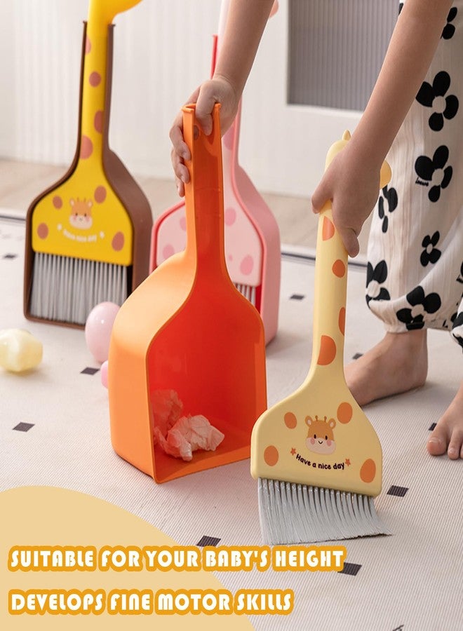BSMstone Mini Broom and Dustpan Set Cartoon Small Broom with Dustpan Combo Set Cute Cleaning Kit for Home Office Floor (Orange) - Image 2
