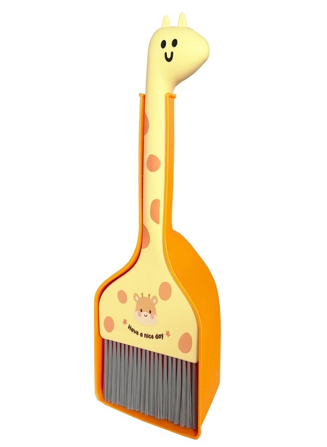 BSMstone Mini Broom and Dustpan Set Cartoon Small Broom with Dustpan Combo Set Cute Cleaning Kit for Home Office Floor (Orange) - Image 1