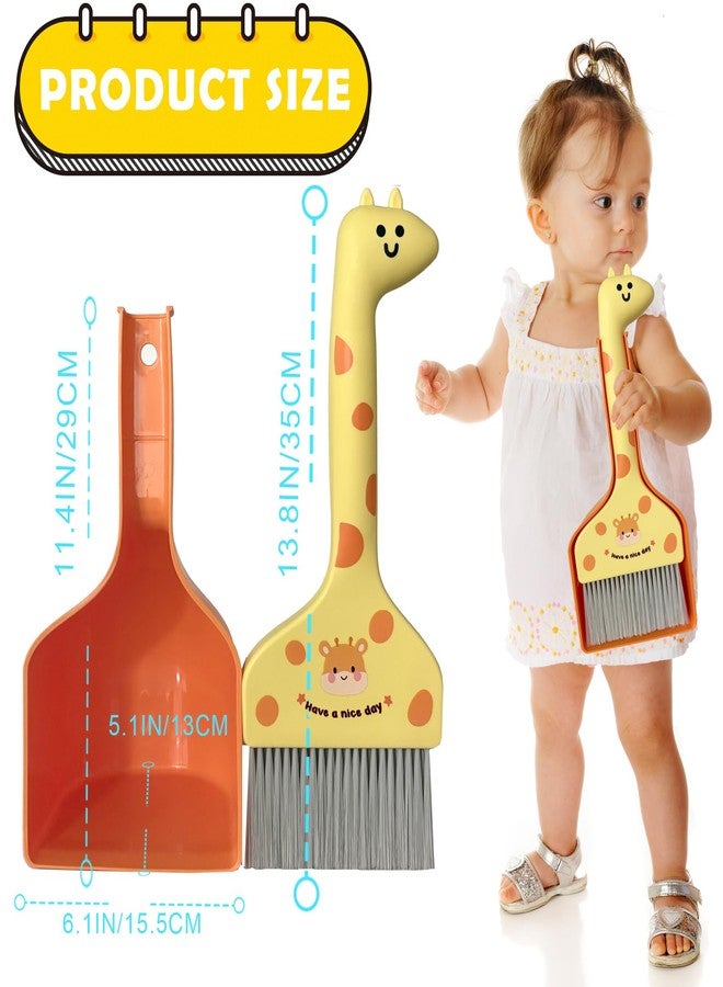 BSMstone Mini Broom and Dustpan Set Cartoon Small Broom with Dustpan Combo Set Cute Cleaning Kit for Home Office Floor (Orange) - Image 4