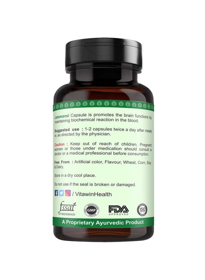 VitaWin Jatamansi for Brain Tonic, Natural Herbal, 500 mg, Veg - 60 Capsules, Nutrition Supplement - Image 3