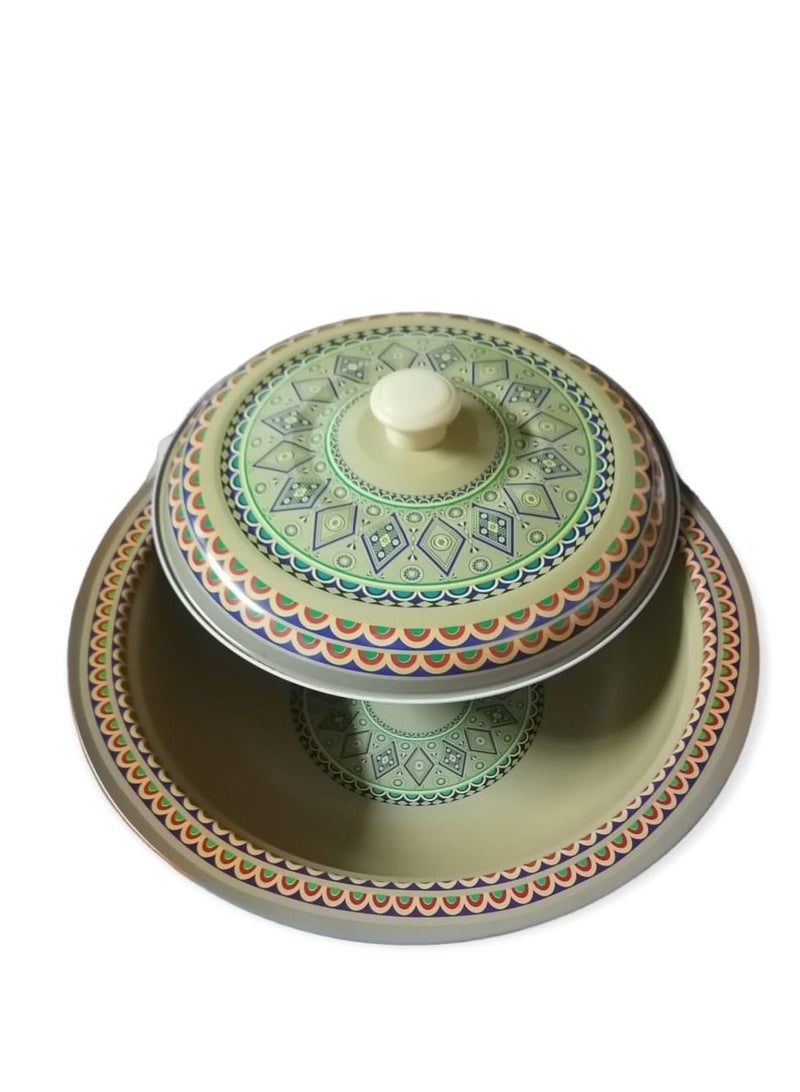 الصحاح وعاء مع غطاء من المعدن مزخرف قطر 32سم /عمق8.5 سم - Image 2
