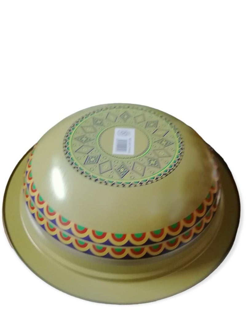 الصحاح وعاء مع غطاء من المعدن مزخرف قطر 32سم /عمق8.5 سم - Image 3