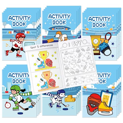 JAPBOR Ice Hockey Activity Coloring Book 24PCS Mini Hockey Themed Activities Color Books Bulk for Kids Party Favors Sport Small Colouring Pages for Birthday Gifts Classroom Drawing Painting Game - Image 1