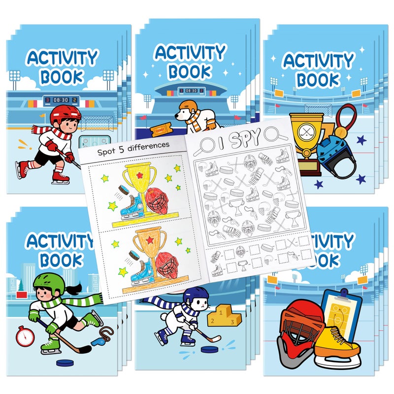 JAPBOR Ice Hockey Activity Coloring Book 24PCS Mini Hockey Themed Activities Color Books Bulk for Kids Party Favors Sport Small Colouring Pages for Birthday Gifts Classroom Drawing Painting Game - Image 3