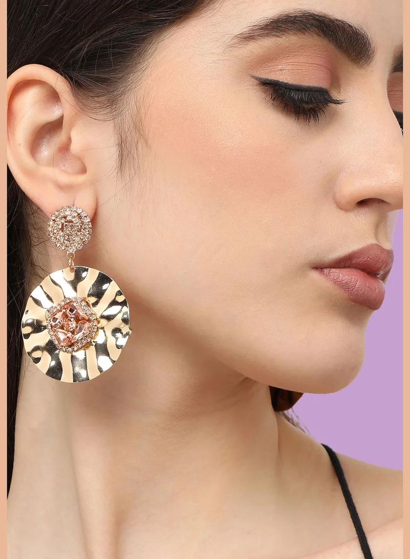 SOHI Gold Plated Designer Stone Party Drop Earring For Women