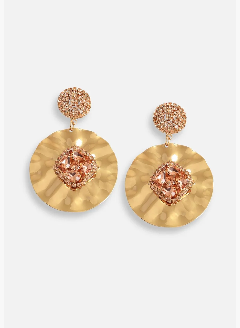 SOHI Gold Plated Designer Stone Party Drop Earring For Women