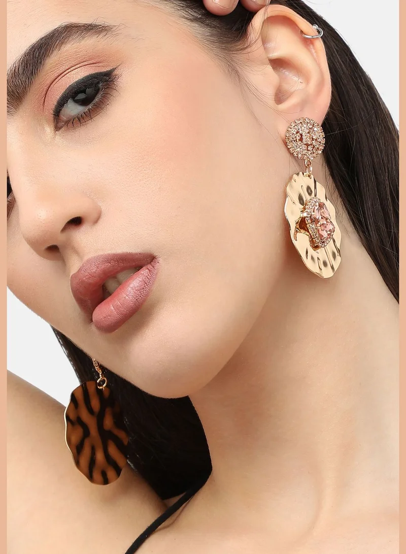 SOHI Gold Plated Designer Stone Party Drop Earring For Women