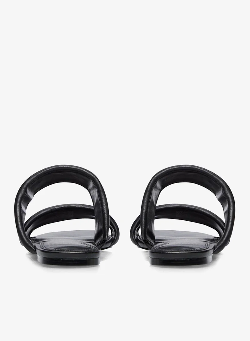 Dune London Larlac Two Strap Leather Finish Flat Sandals