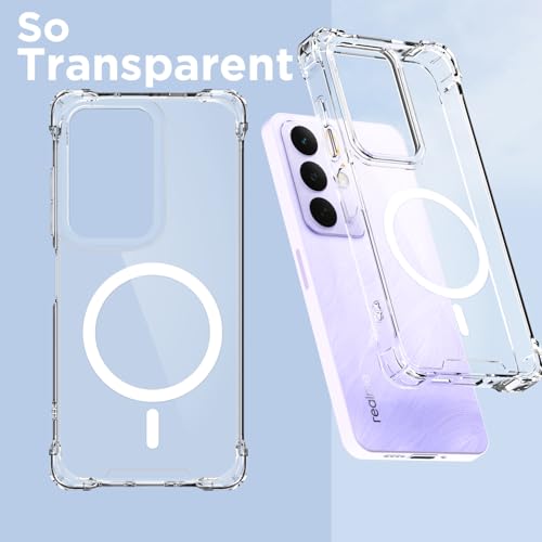 Pikkme Back Cover for Realme Narzo 90X 5G / Realme C85 5G / Realme 15X 5G Mag-Safe Shockproof PC + TPU Protective Case Magnetic Support Bumper Case (Transparent Mag-Safe) - Image 2