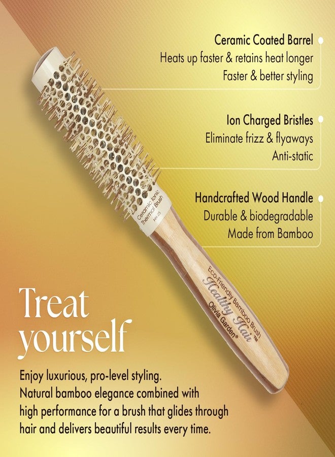Olivia Garden Healthy Hair Eco-Friendly Bamboo Ionic Thermal Round Hair Brush HH-23 (1") - Image 3