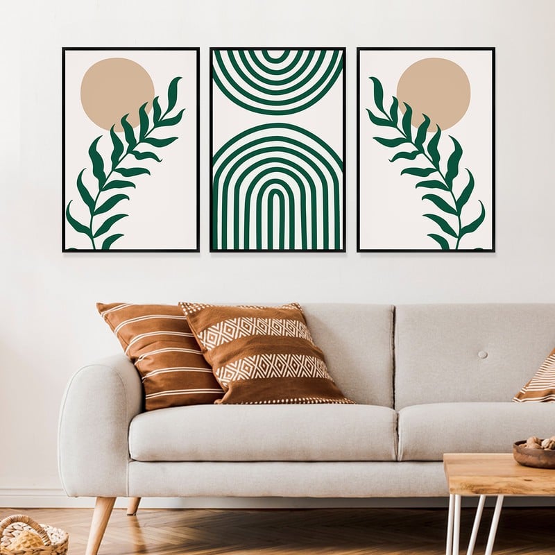 Marktna Three canvas panels with a bohemian art design and a hollow frame, measuring (90×40), three pieces - Image 2