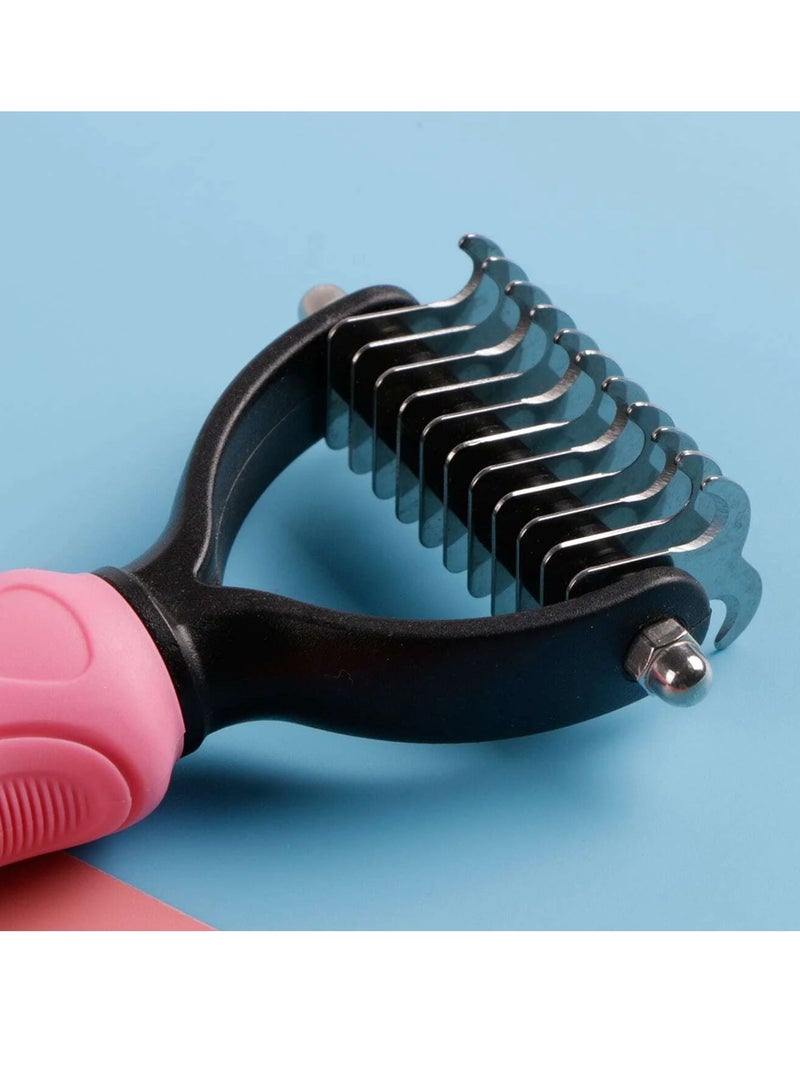 فرشاة إزالة الشعر الاحترافية لعقدة فراء الحيوانات الأليفة للكلاب والقطط، مشط إزالة اللمعان مع مشط حلاقة احترافي على الوجهين - Image 4