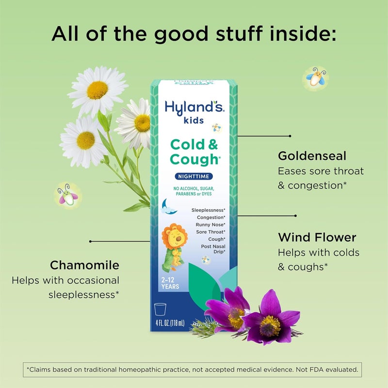 Hyland's Kids Cold & Cough Nighttime Medicine for Ages 2-12, 4 fl oz (118 ml) - Image 3