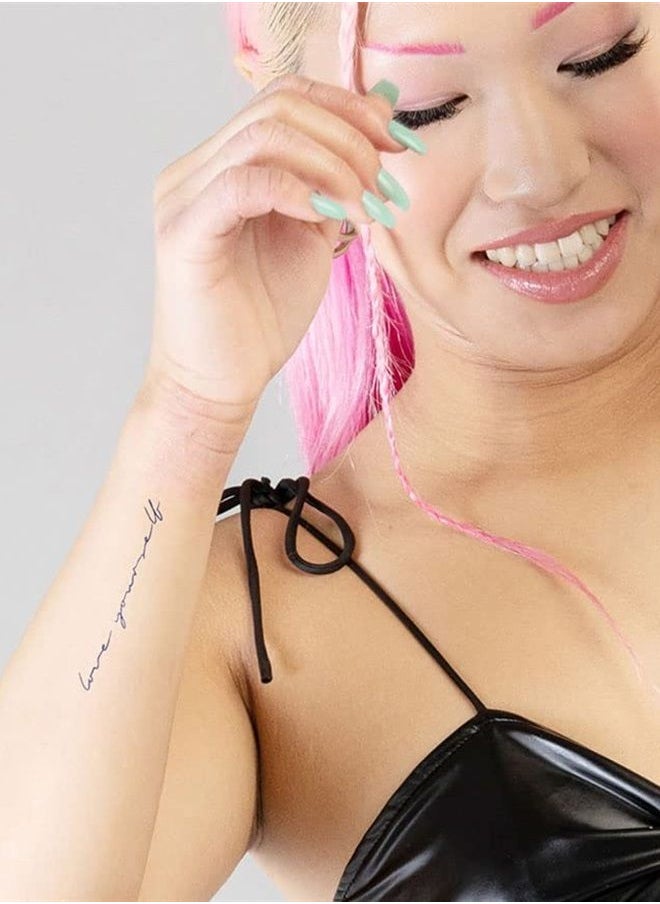 inkbox - Inkbox Temporary Tattoos, Semi-Permanent Tattoo, One Premium Easy Long Lasting, Water-Resistant Temp Tattoo with For Now Ink - Lasts 1-2 Weeks, Love Letters, 5 x 2 in - Image 1
