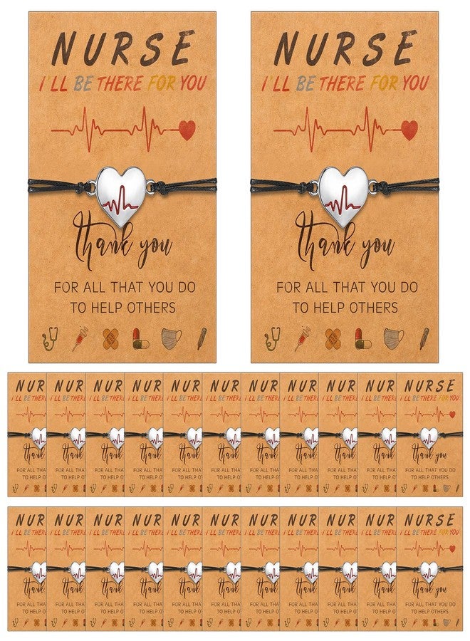 Sureio 24 Sets Nurse Graduation Gifts 2025 Bulk Nursing Bracelet with Card Appreciation Gifts for Student Practitioner(Heart) - Image 1