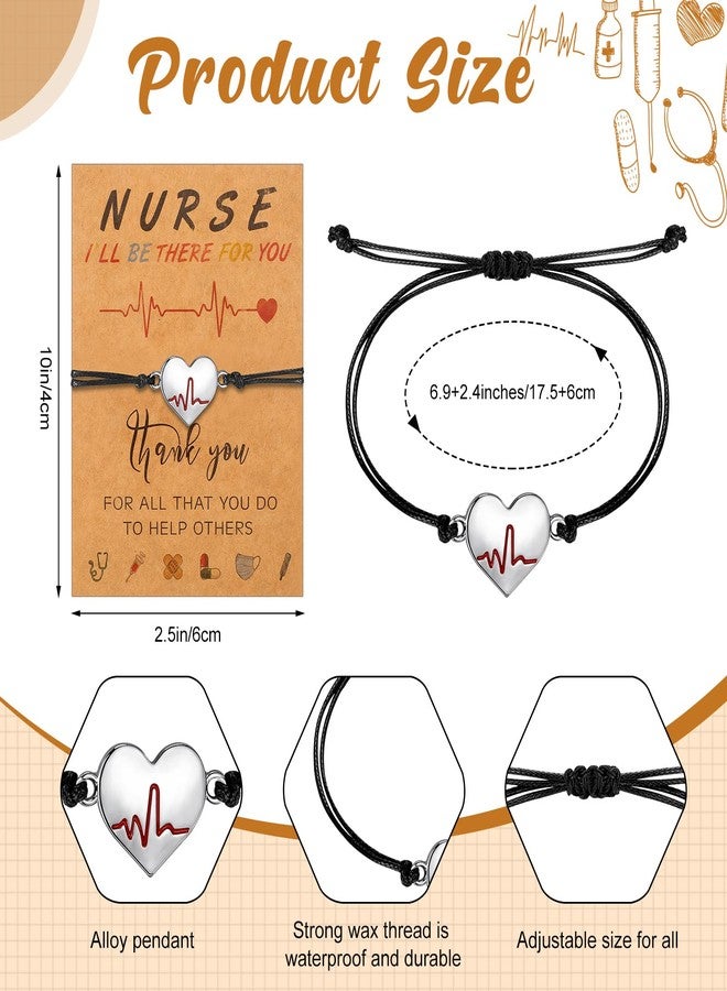 Sureio 24 Sets Nurse Graduation Gifts 2025 Bulk Nursing Bracelet with Card Appreciation Gifts for Student Practitioner(Heart) - Image 2