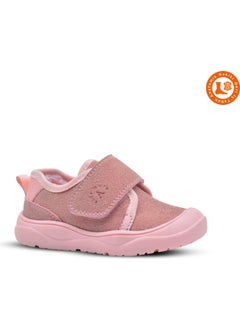 Wide Single Velcro Plush Furry Anatomical Baby Girl Shoes Pink