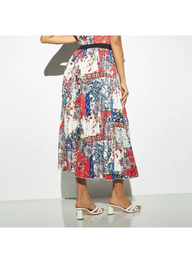 2Xtremz 2Xtremz All-Over Print Skirt with Pleats and Elasticated Waistband