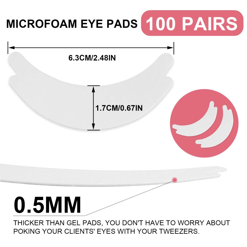 Pretty memory 100 Pairs Foam Eye Pads for Lash Extensions, Lint Free Hypoallergenic Sticky Lash Pads, Under Eye Pads for Eyelash Extensions, Eyelash Tech Supplies Must Haves, Latex Free - Image 2