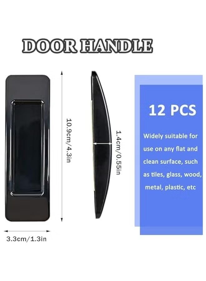 12 Pcs Self-Adhesive Cabinet Drawer Handles Black Push Pull Knobs Helper for Kitchen Bathroom Bedroom Window Door - Image 2