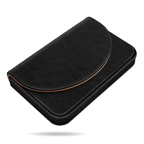 xiviers Business Card Holder，PU Leather Business Card Case Color Printing Pattern Card Holder Wallet，Pockets Magnetic Credit Card Holders for Men and Women，Black - Image 1