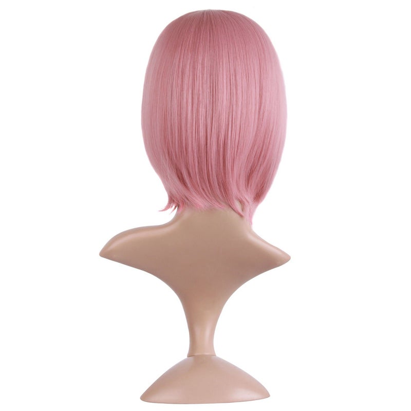 MapofBeauty MapofBeauty 12 Inch/30cm Fashion Lady Short Straight Flat Bangs Bob Wig (Rouge Pink)  - Image 4