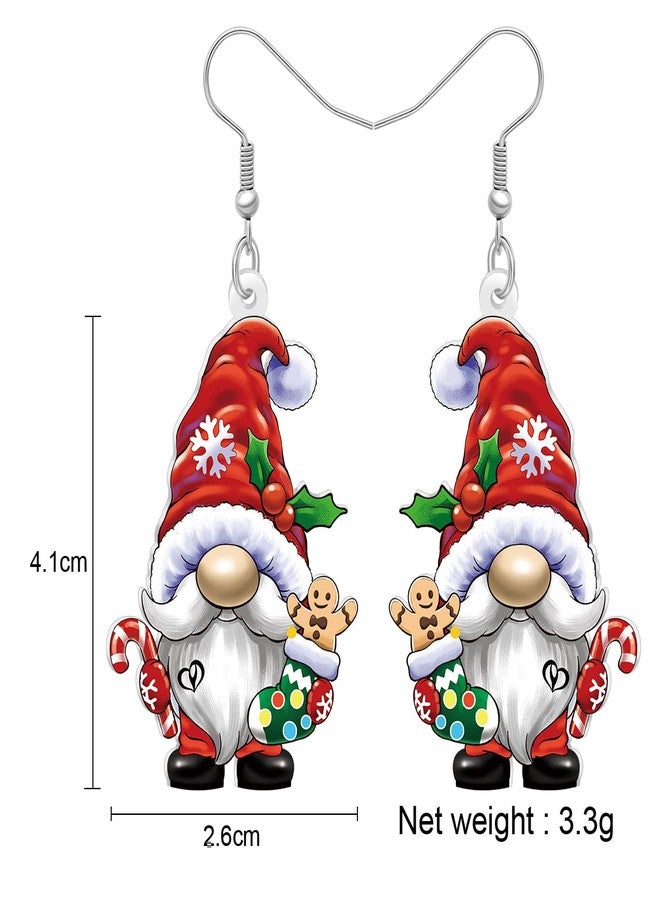 Newei Cute Acrylic Christmas Gnome Earrings for Women Santa Grinch Dangle Charms Snowy Winter Jewelry Holiday Gifts Decorations (Green) - Image 5