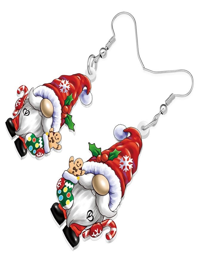 Newei Cute Acrylic Christmas Gnome Earrings for Women Santa Grinch Dangle Charms Snowy Winter Jewelry Holiday Gifts Decorations (Green) - Image 3