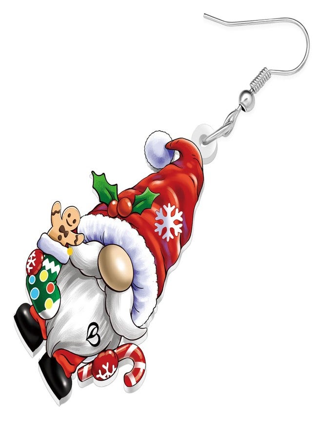 Newei Cute Acrylic Christmas Gnome Earrings for Women Santa Grinch Dangle Charms Snowy Winter Jewelry Holiday Gifts Decorations (Green) - Image 4