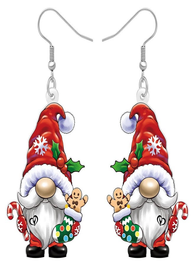 Newei Cute Acrylic Christmas Gnome Earrings for Women Santa Grinch Dangle Charms Snowy Winter Jewelry Holiday Gifts Decorations (Green) - Image 1