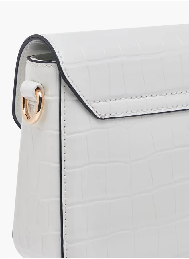 Celeste Women Textured Crossbody Bag with Button Closure and Chain Strap