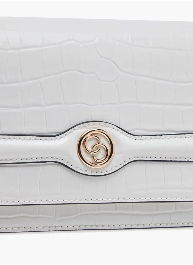 Celeste Women Textured Crossbody Bag with Button Closure and Chain Strap