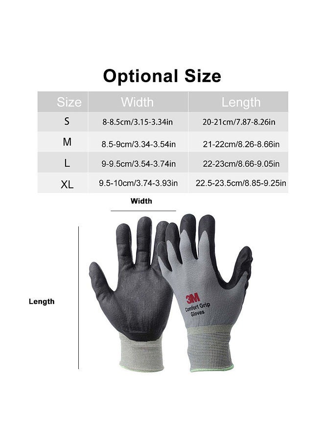 3M 1 Pair Comfort Grip Glove Nitrile Rubber Protective Gloves Cut Resistance Gloves Work Gloves Stretch Fit High quality Coated General Use Size L - Image 3
